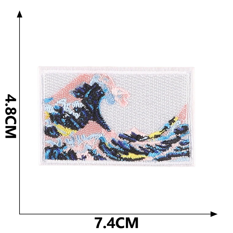 Patches für Jacken, Outdoor-Kleidung, Meereswellen, Naturlandschaft, Walstreifen, Parches, zum Aufbügeln, bestickter Stich, DIY-Designer, zum Aufnähen – Detail 14