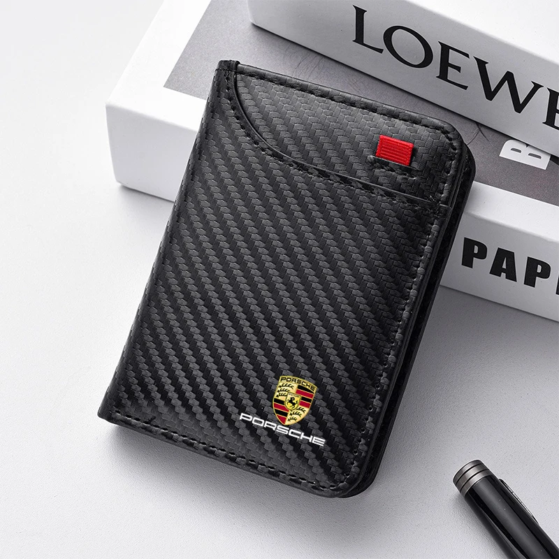 New Carbon Fibre Leisure Wallet Car Driver License Case Credit Card Holder For Porsche Boxster Cayman Cayenne 911 Macan Panamera