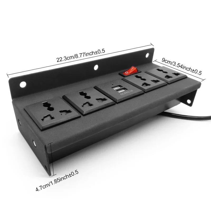 Imagem -04 - Painel de Alumínio Power Strip com Usb Cabo de Extensão Portas Usb Tomadas Desktop Power Strip para Casa e Escritório 1.2m