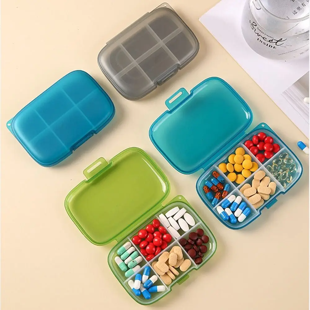 Portable Plastic 6 Grids Pill Box Small Dust-proof Pill Case Sealed with String Weekly Medicine Holder Outdoor