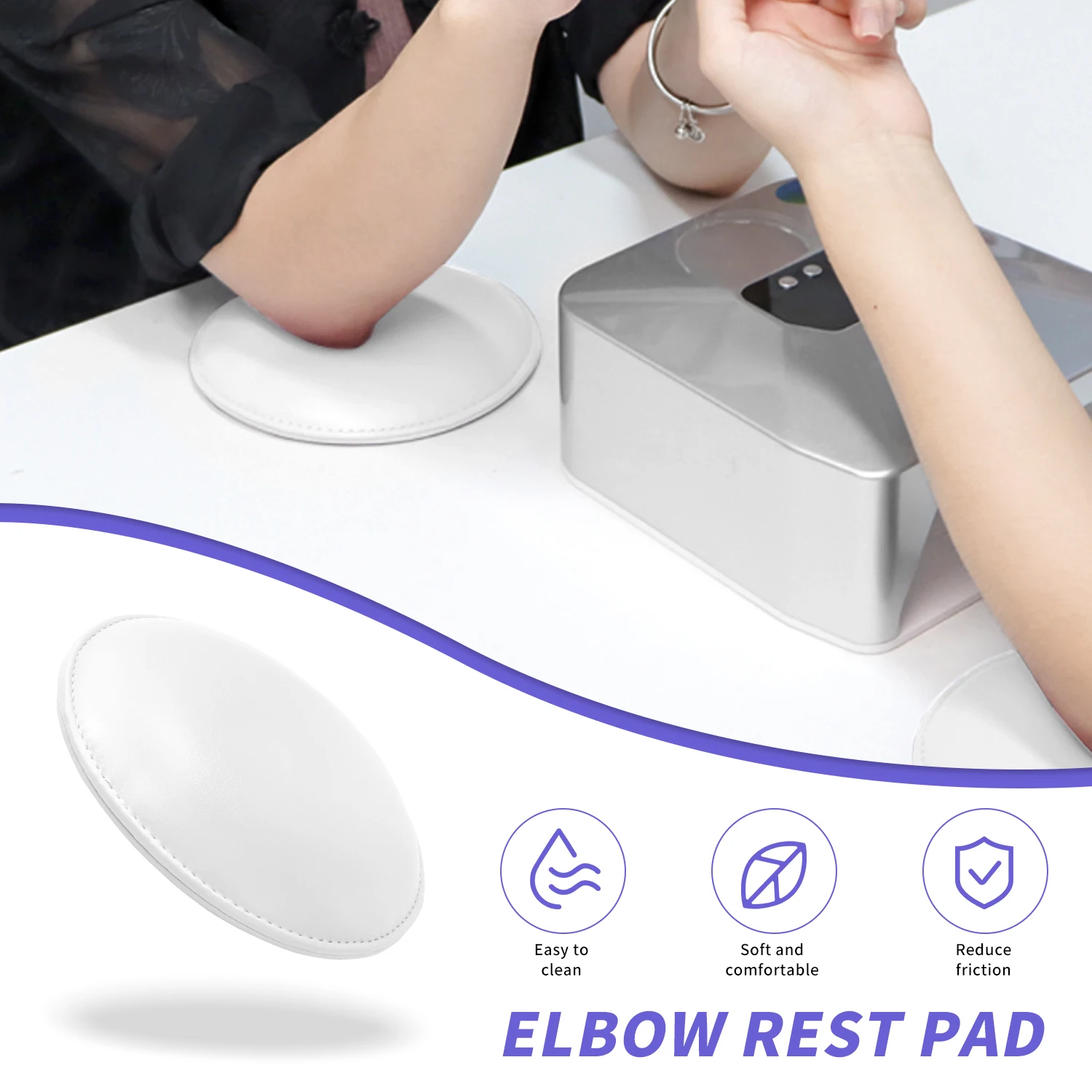 

Round Microfiber Leather Elbow Rest Pad Cushion Professional Non-Slip Base Nail Technician Hand Rest Pillow for Salon Home Use