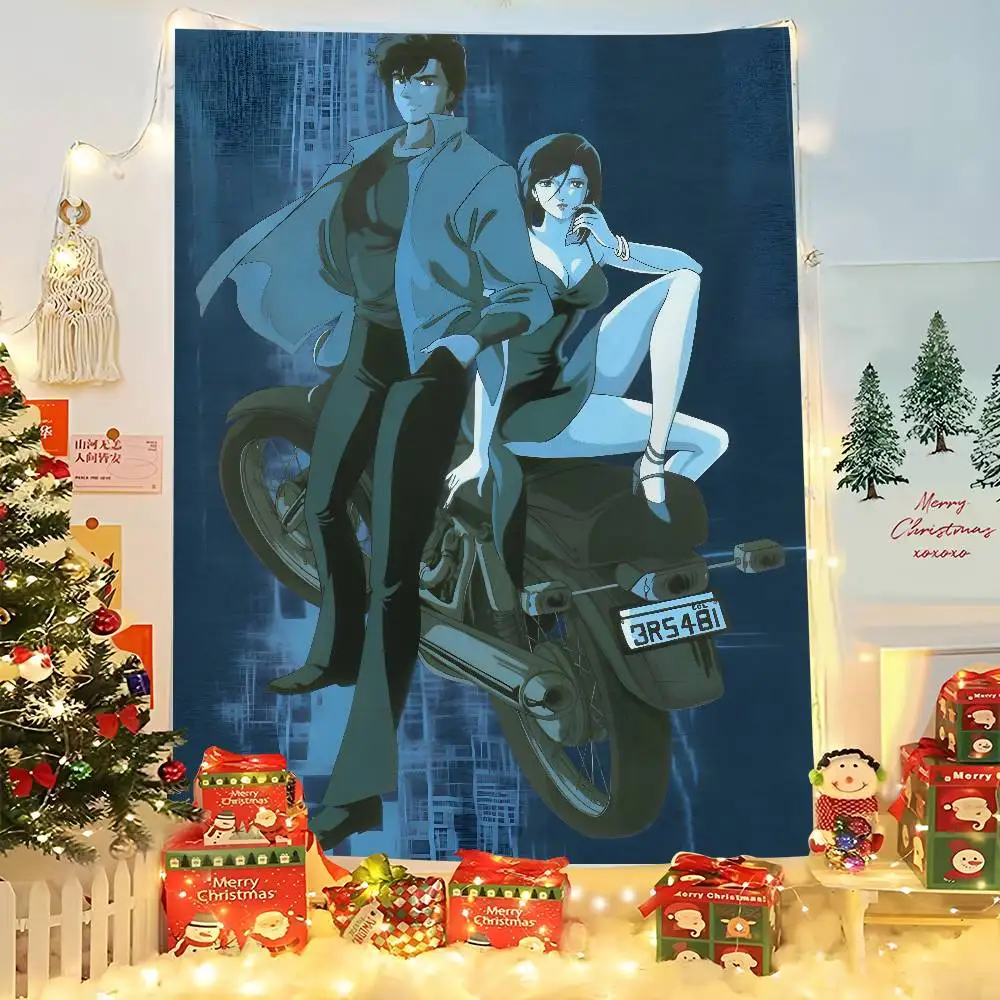 Japanische Anime C-stadt Hunter Tapisserie Hängen Schlafsaal Zimmer Tagesdecke Decke Kinderzimmer Party Dekoration Geschenk