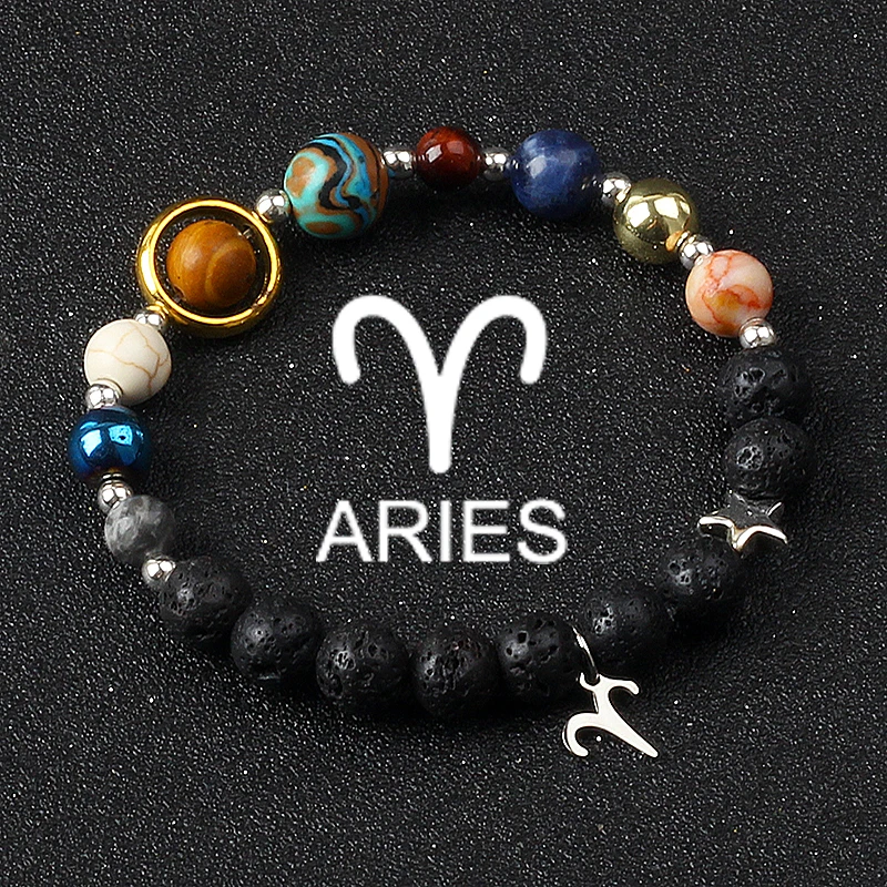 النظام الشمسي غالاكسي الكواكب أساور للنساء النساء زودياك برج العذراء السرطان ليو الميزان 12 كوكبة سوار حلية مجوهرات هدية #2