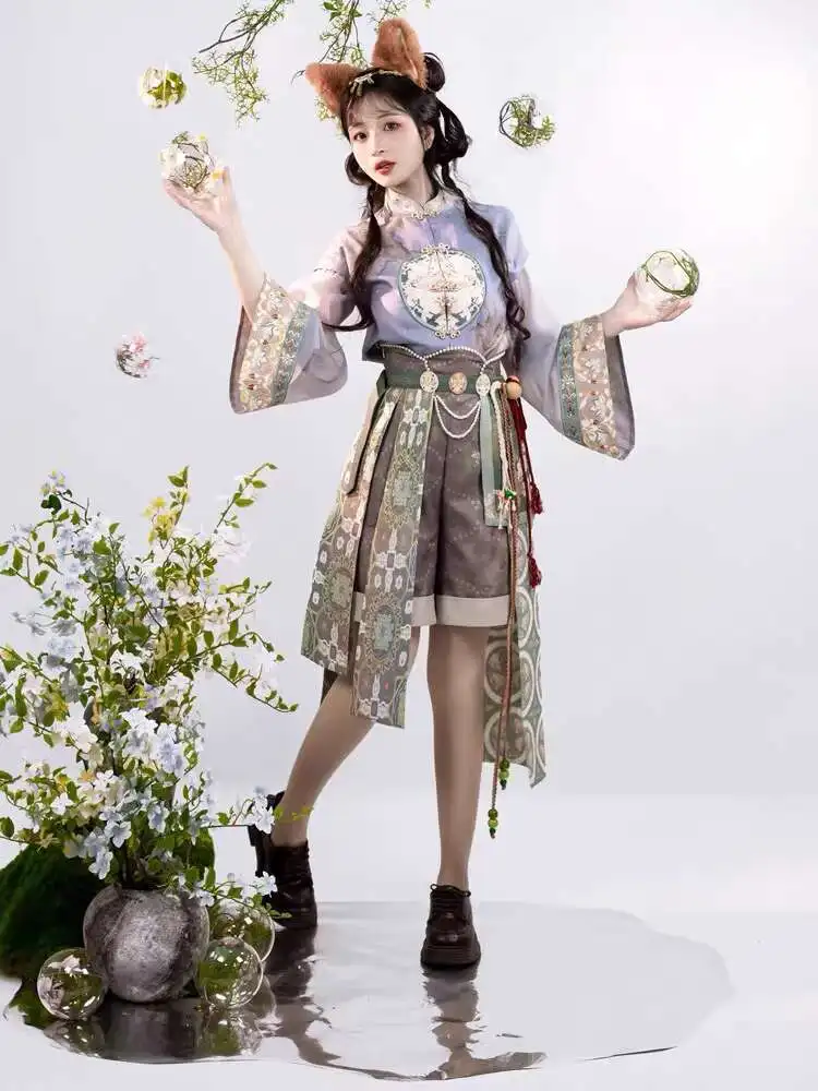 

New Fiesta Carnival Halloween Cos Cosplay Improve Han Elements Shorts Anime Guofeng Youthful Feeling Pants Suit Hanfu