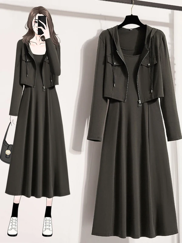 

Осенний наряд больших размеров, женский свитшот, кардиган, спецодежда, комплект для похудения, груша, бретелька Dr