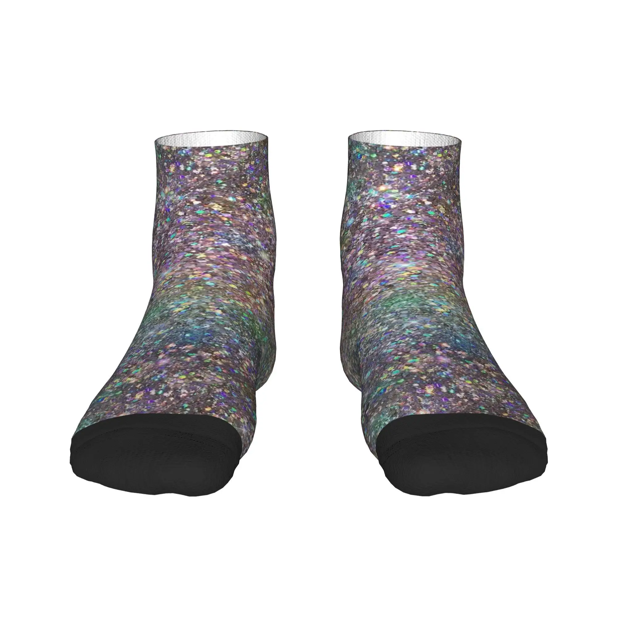 

Радужные смешанные блестящие носки с цифровым искусством, НЕ НАСТОЯЩИЙ БЛИСК, носки Harajuku, высококачественные чулки, всесезонные носки, аксессуары для унисекс
