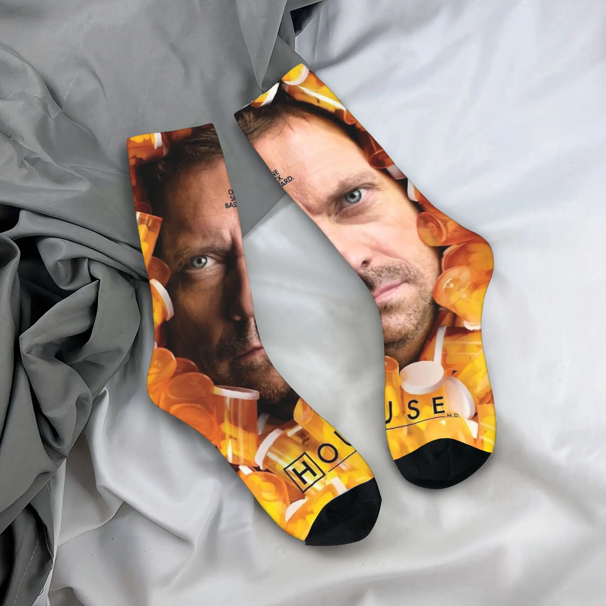 Dr House Socks  Funny Stockings Unisex Men High Quality Running Sports Socks Autumn Graphic Anti Skid Socks