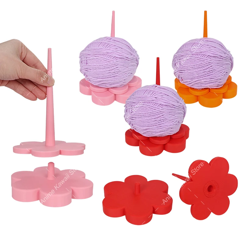3D-Gedruckter Rotierender Garnrollenhalter, Blumenförmiges Strickwerkzeug-Aufbewahrungsregal, Leichter Fadenspulen-Wollspinner