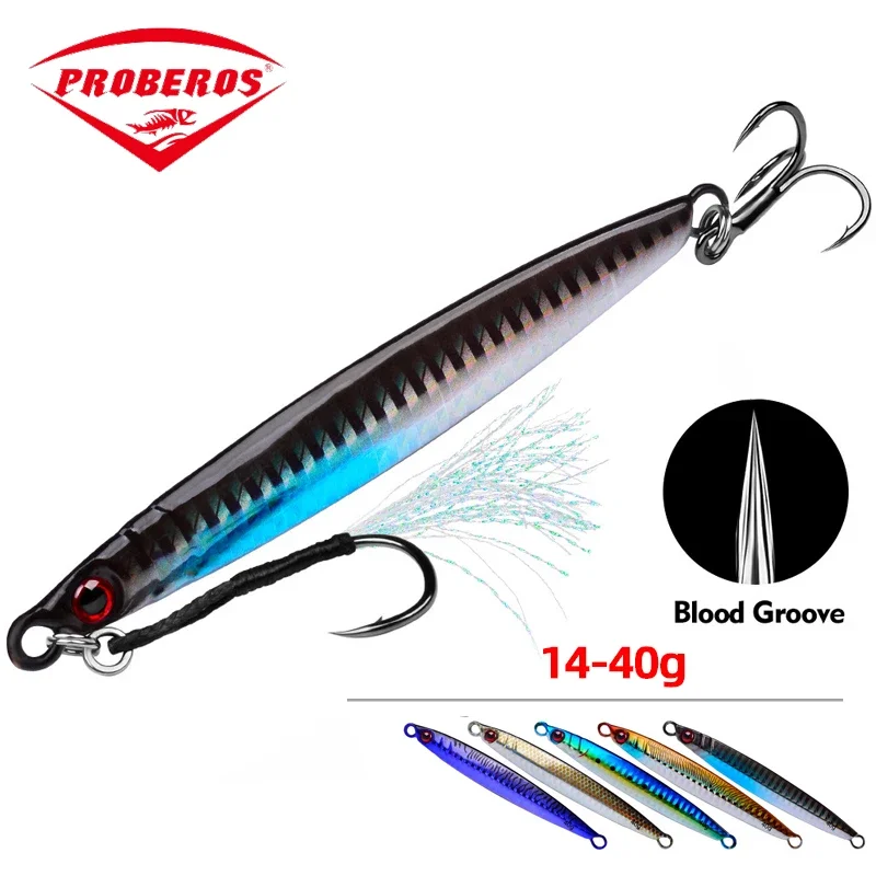 PROBEROS Jigs Sink Fast Metal Fishing Lures for Long Distance Casting with Hooks 3D Fast Retrieve Sea with Hooks