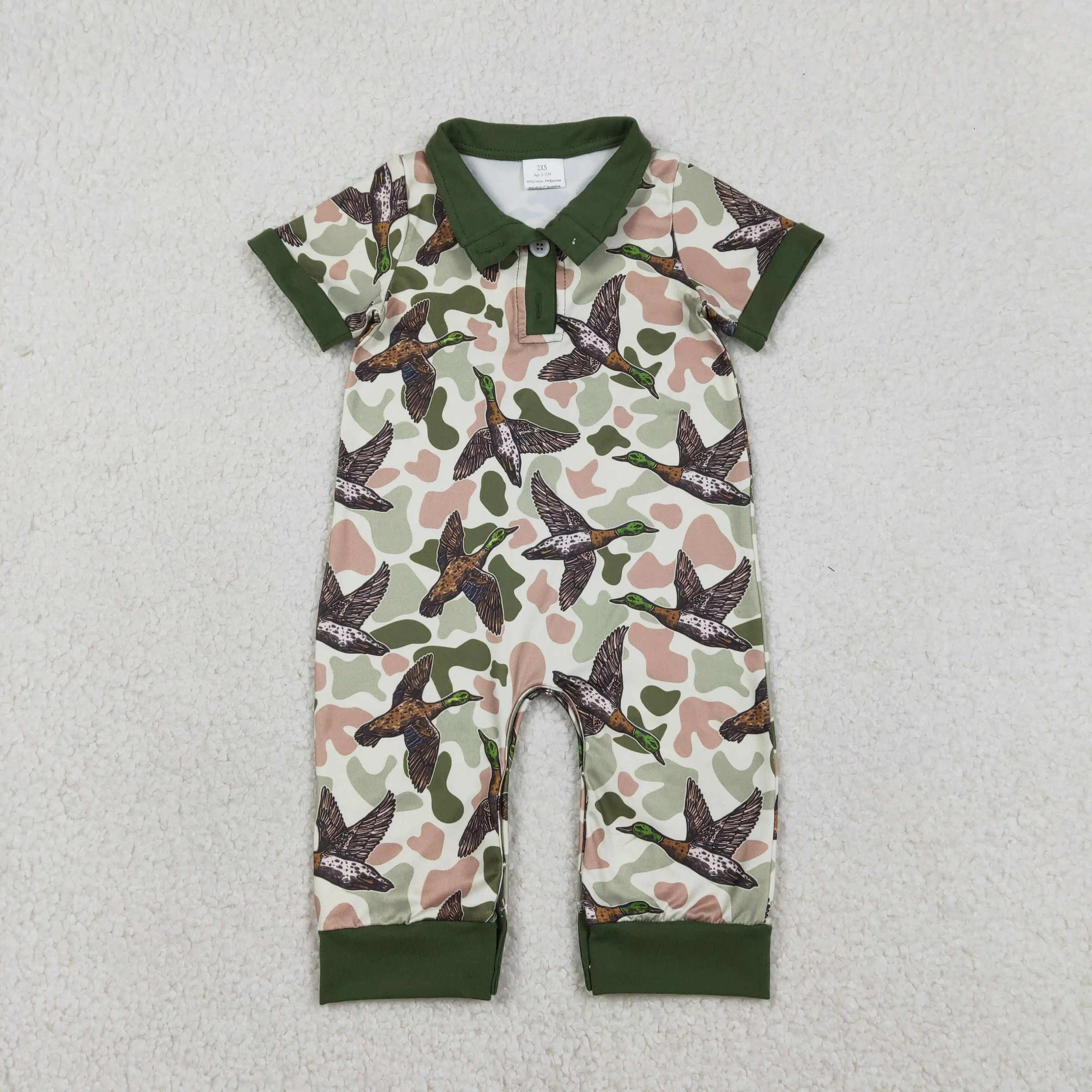 z0106-02 SR3634 Wholesale baby rompers kids clothes boy duck camouflage short sleeve romper boutique children clothing