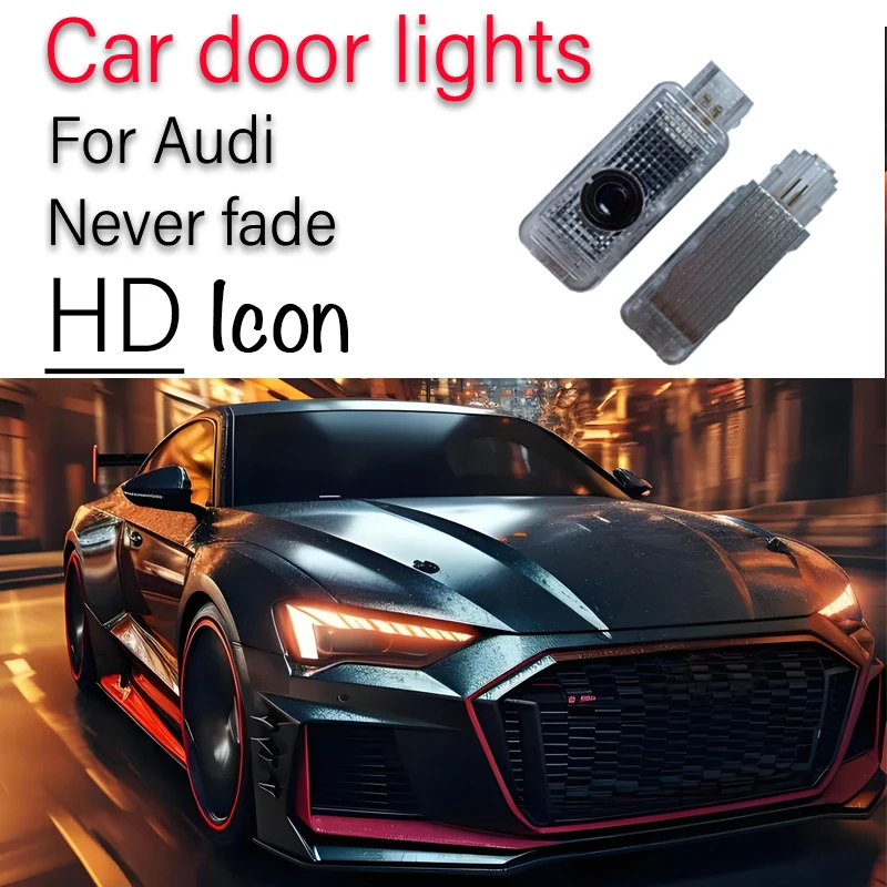 

2PC For Audi A1 A3 A4 A5 A6 A8Q3 Q5 Q7 Q8 TT HD Glass Lens Car Door Light Laser Decor Projection Lamp Never Fade Car Accessories