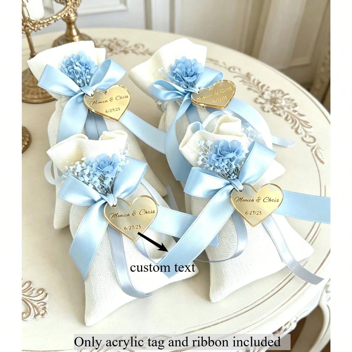 

Custom Heart Gold Mirror Acrylic Baptism Favors Personalized Christening Keepsake First Communion Memorial Gift