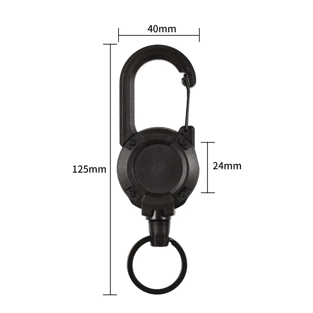Sport Carabiner Retractable Backpack Buckle Outdoor Keychain with Automatic Springback Steel Wire Rope Mountaineering Hook