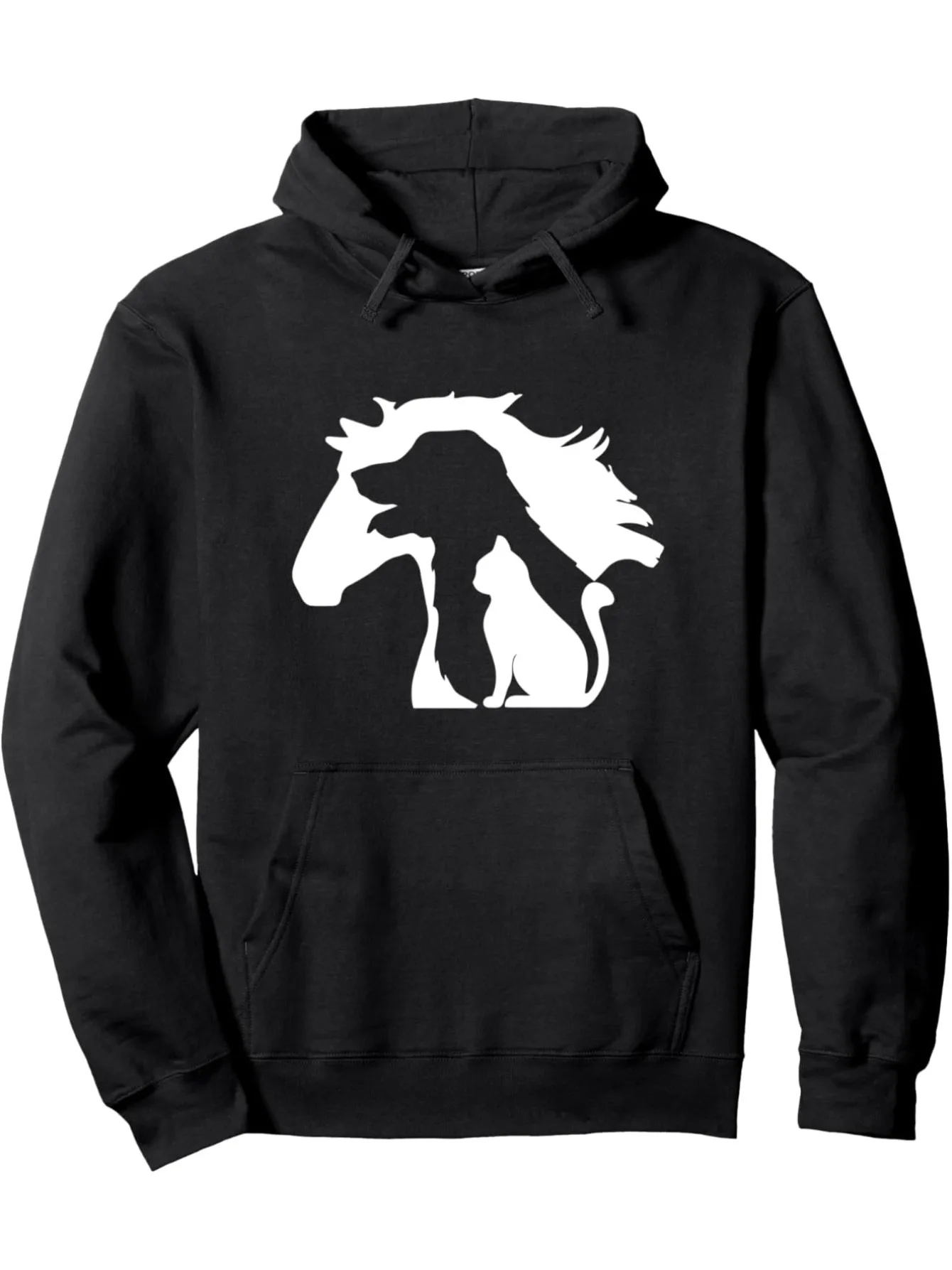 

Horse Dog & Cat Pullover Hoodie , Crew Neck Sweatshirt, Ultra Soft, Breathable, Casual Loose Trendy Long Sleeve Hooded Sweats