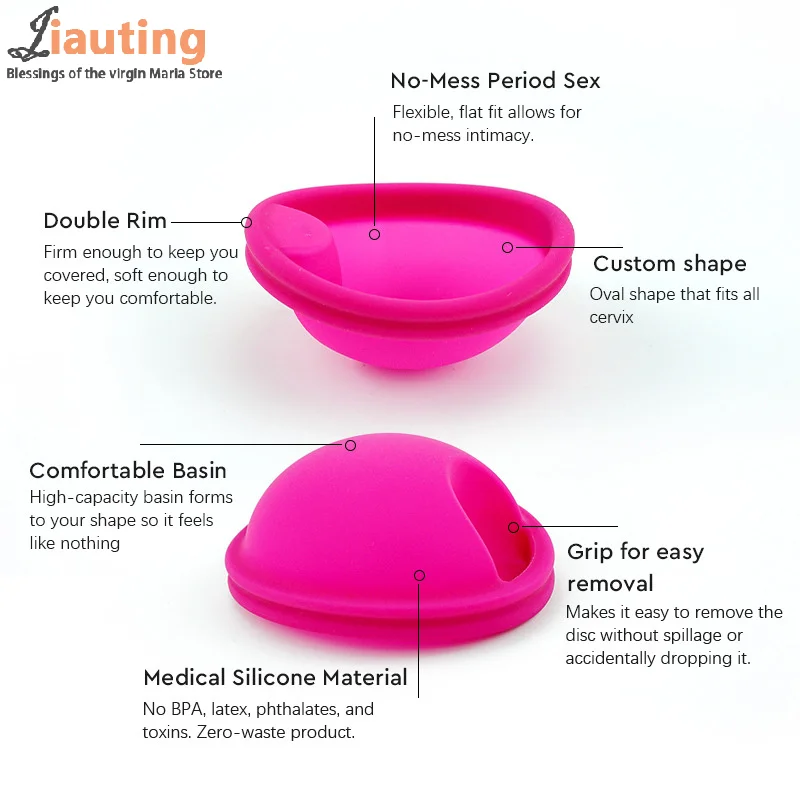 1pcs Silicone Flat Fit Design Extra Thin Reusable Silicone Menstrual Disc For Women Menstrual Tab Sterilizing