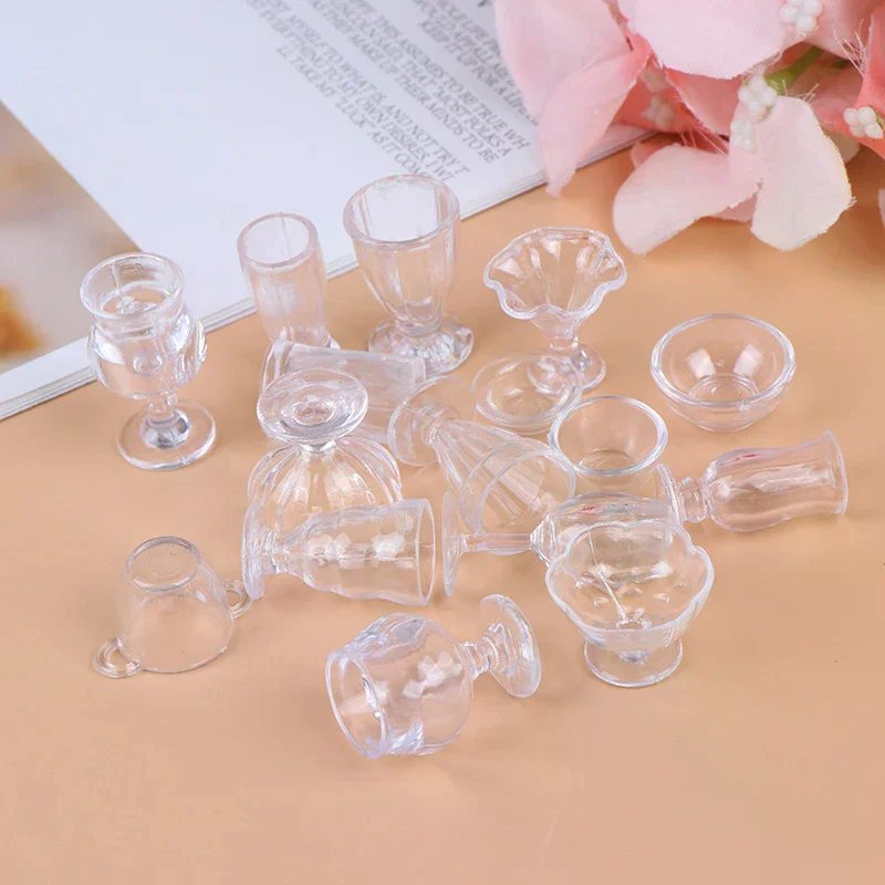 17 stks/set 1:12 Poppenhuis Miniatuur Transparant Servies Keuken Accessoires Voor Poppenhuis Decor Kinderen Speelgoed Gift