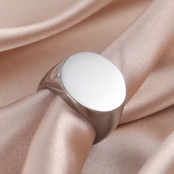 Dreamtimes Highly Polished Stainless Steel Oval Smooth Blank Signet Rings for Women Men Chunky Dome 19MM Ring anillos