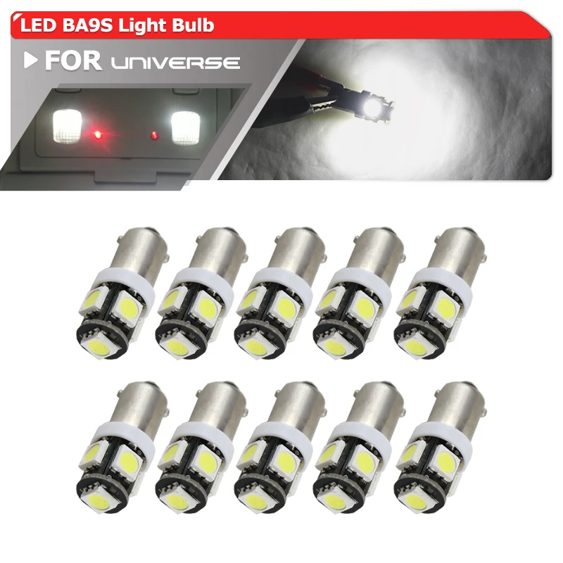 10PCs Car Led T5W BA9S Bulb 5050 SMD 5 Led Light Lamp 12V 100Lm Car Interior Lamp White BA9S Led Light Car Parking Light