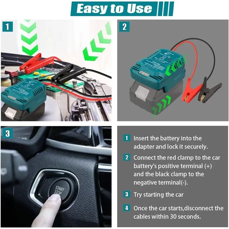 Jumper Cables Car Using Tool For Makita 18V Li-ion Battery BL1830 BL1840 BL1850 Jump Starting Adapter Auto Booster Cable