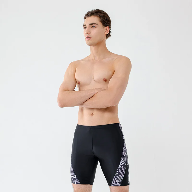 Men's Quick-dry Professional Swim Trunks Anti-embarrassment Design Flat-angle Five-point Cut