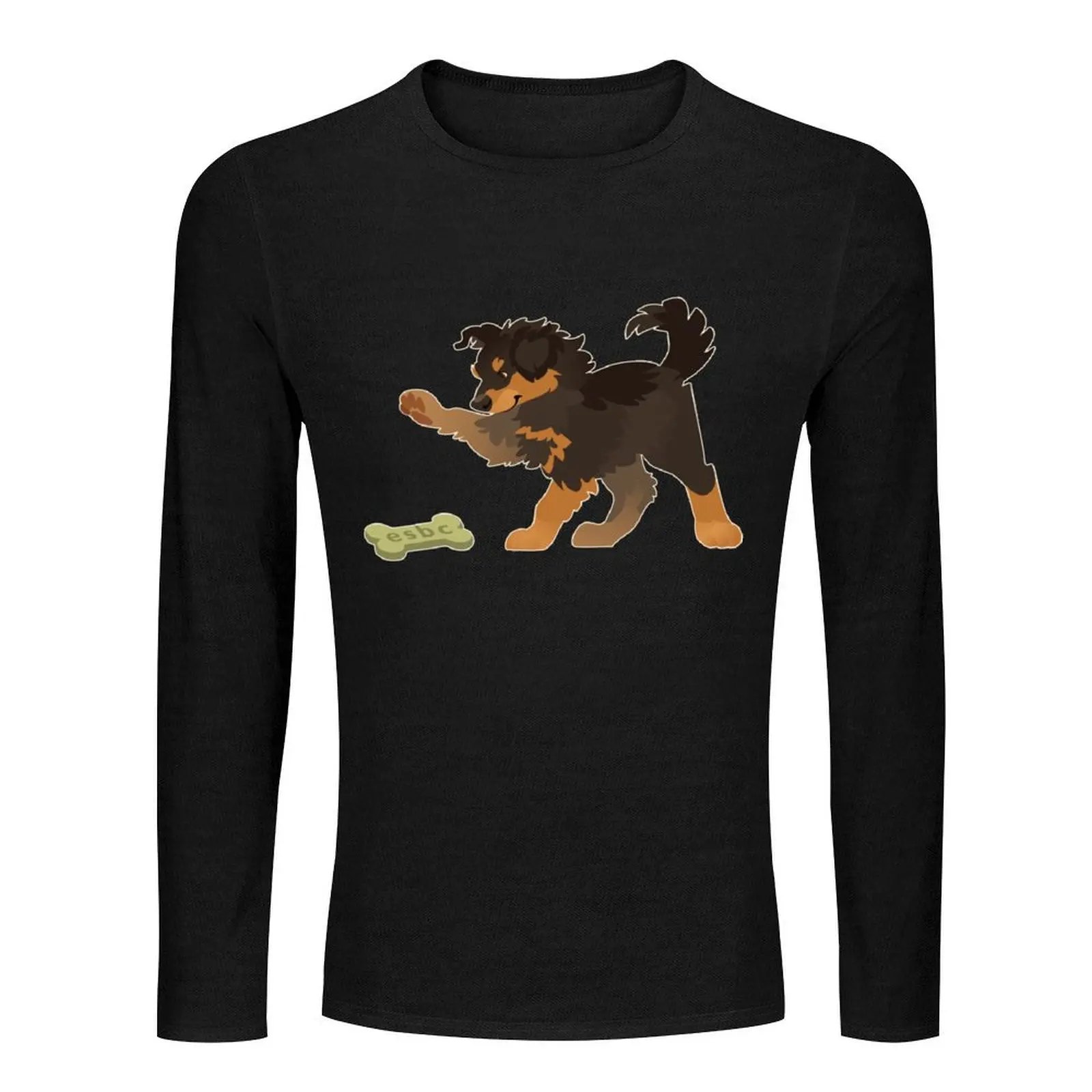 English Shepherd Puppy- Black and Tan Long T-Shirt tees Men's clothing