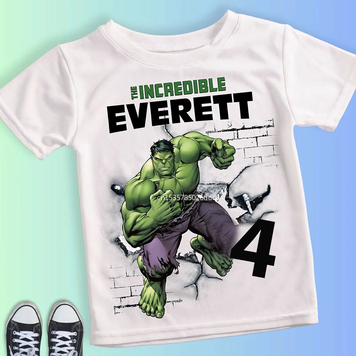 Boy Birthday Hulk Personalize Name Shirt Children 2 3 4 5 6 7 8 Years New Marvel Hulk Birthday Summer White Short Sleeve T-Shirt