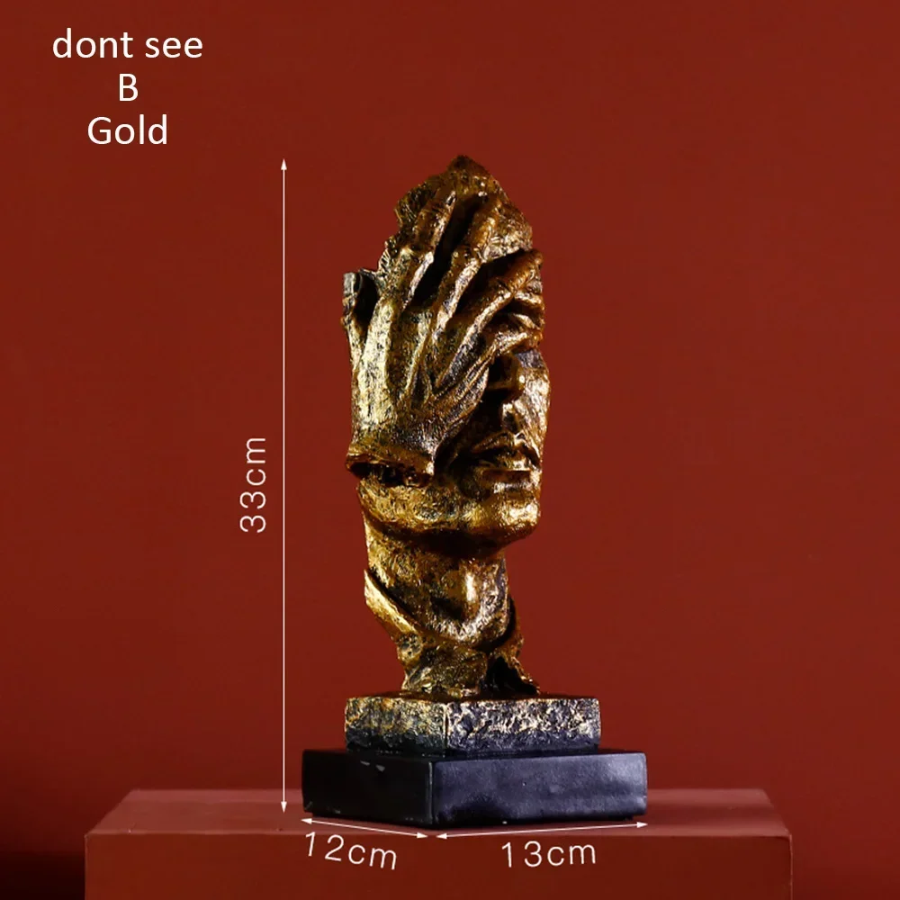 تماثيل المفكر الإبداعي، تمثال شخصيات تجريدية قديمة، لا تستمع، تتحدث، تبدو منحوتة مصغرة، حرفة سطح المكتب المنزلية