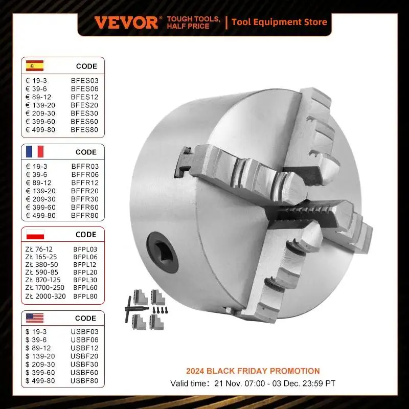 VEVOR Lathe Chuck 125mm 160mm K12-125 K12-160 4 Jaw Self-Centering Manual W/ Mounting Bolts  for Grinding Milling Lathe Machines