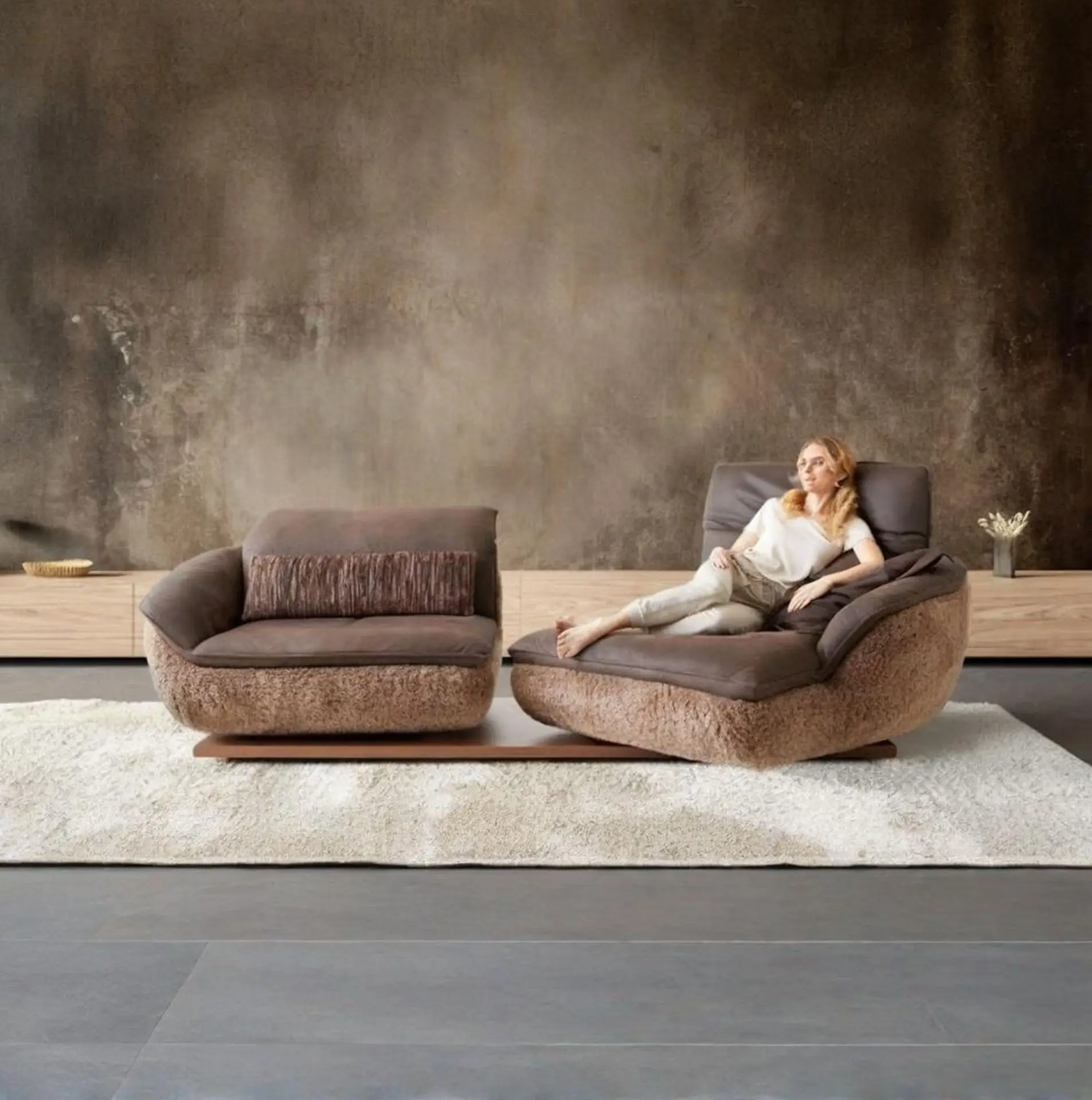 New Design Variety Function Mobile Fabric Sofa Rotatable Italian Minimalist Dynamic Island