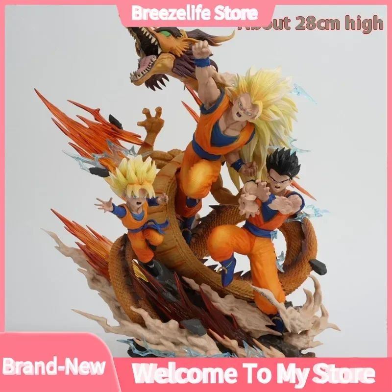

Коллекционная фигурка Dragon Ball Goku Gohan Goten Three Generation из ПВХ, 27 см, настольная статуэтка, украшение, подарок на день рождения для любителей аниме