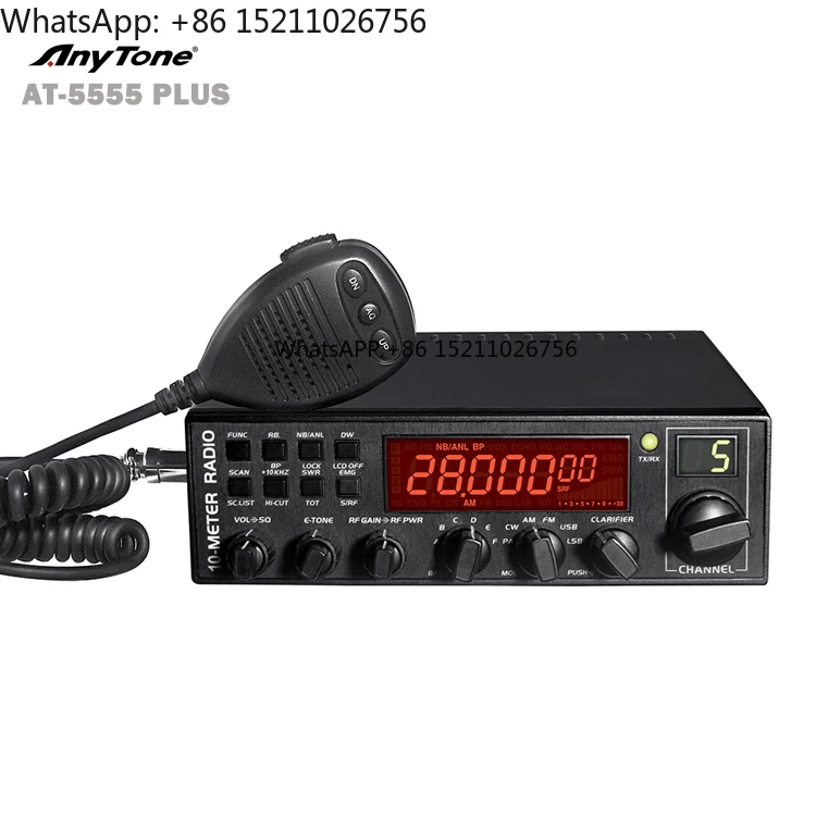 ANYTONE AT-5555 PLUS Высокая мощность 45 Вт 10-метровое радио CB 28–29,700 МГц диапазон AM FM USB LSB PA CW Мобильное радио