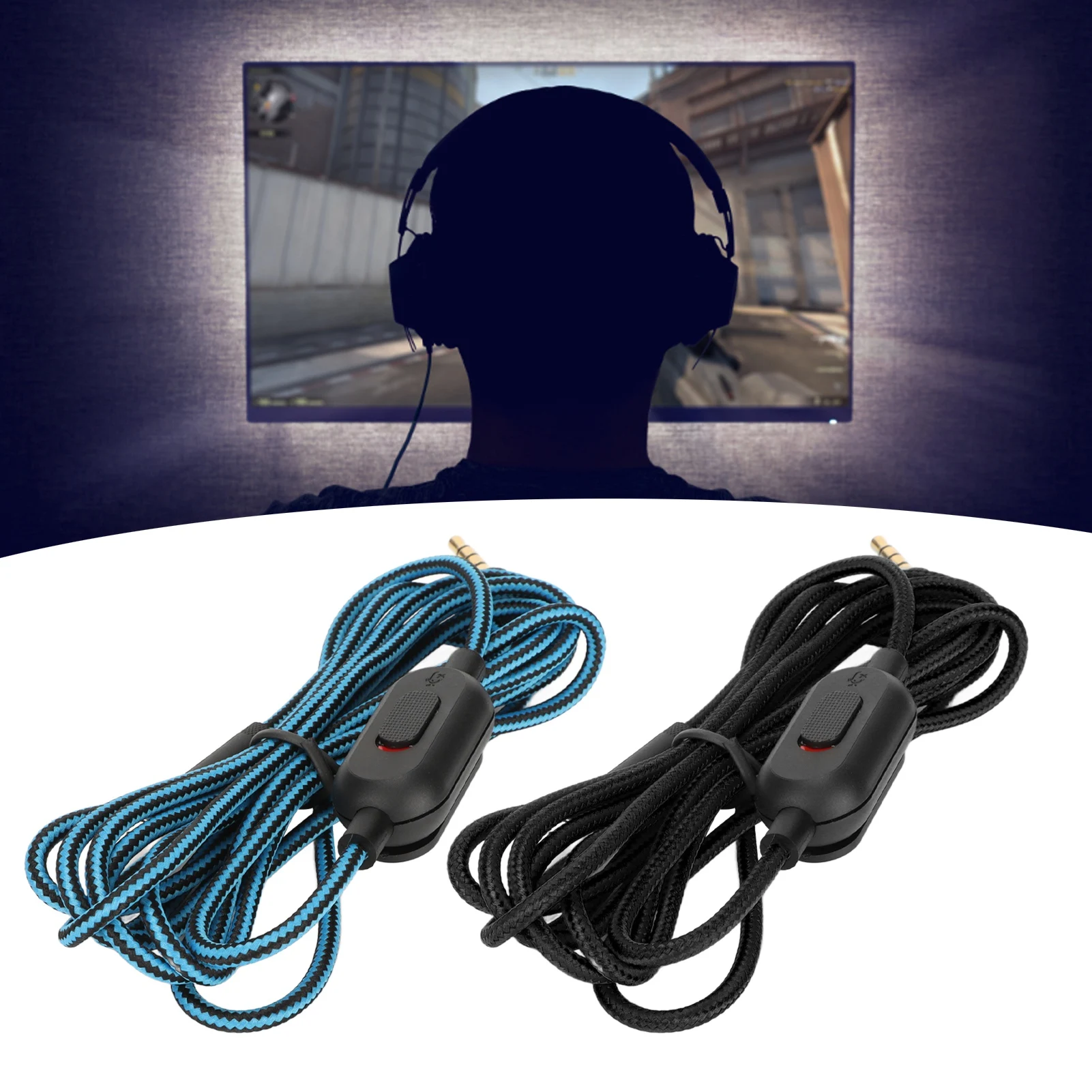 200CM Audio Headphone Cable Cord Fit For Logitech GPRO X G233 G433 Headphone Lines Headset Wire with Volume Control and Mute