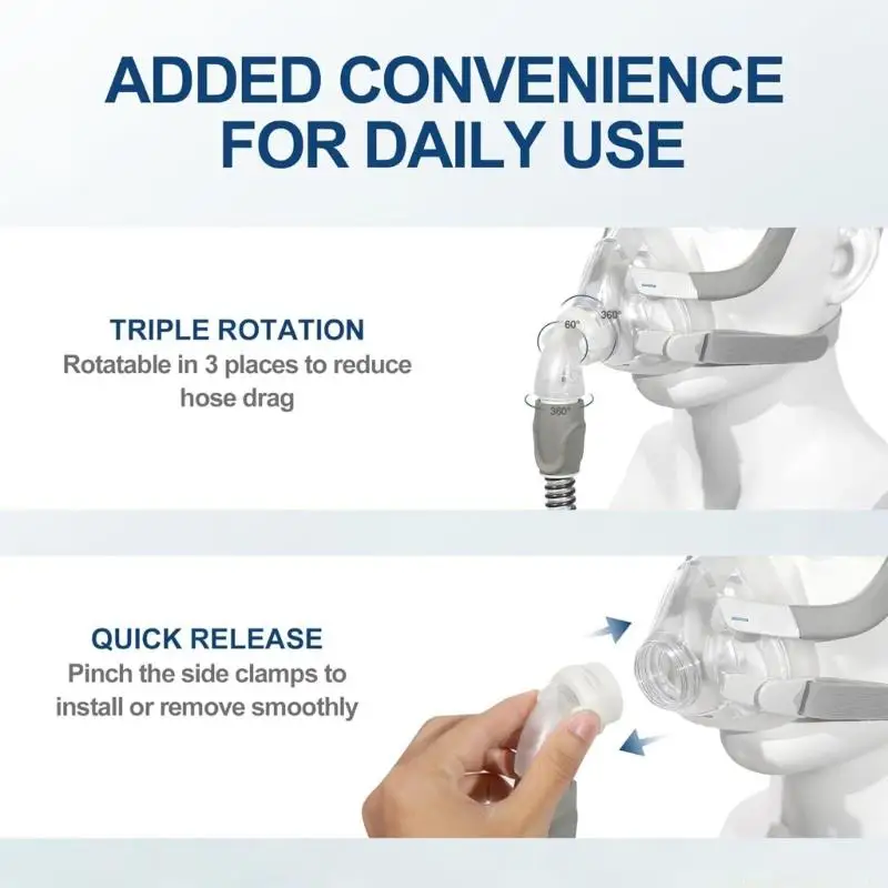 CPAP Adapter Replacement Ergonomic ABS Breathing Tube Connector Easy Installation For Most CPAP Machine Respiratory