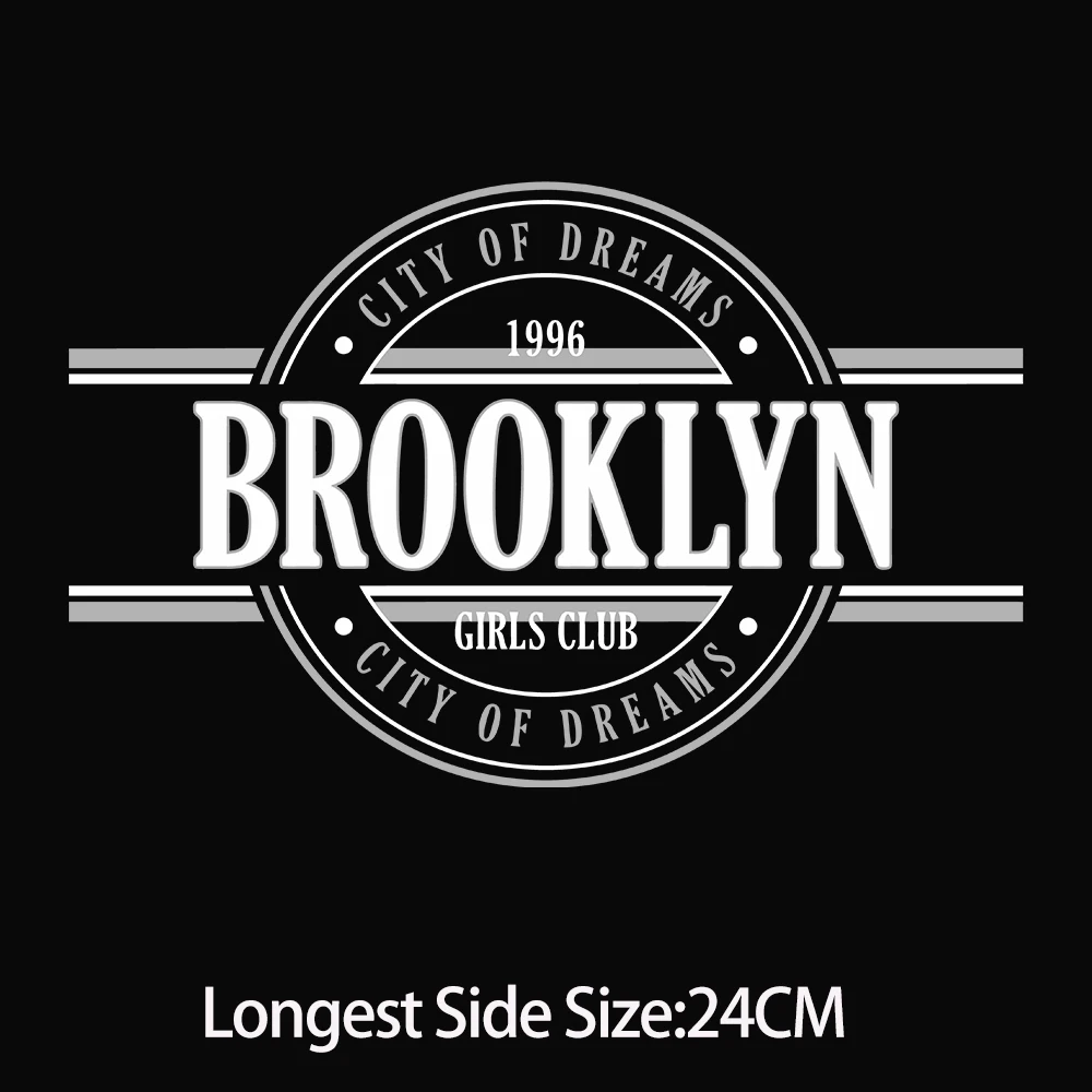 BROOKLYN American City Name Pattern, Iron On Patches Heat Transfer t-Shirt Parches Ropa Diy Heat-Adhesive Clothing Patches