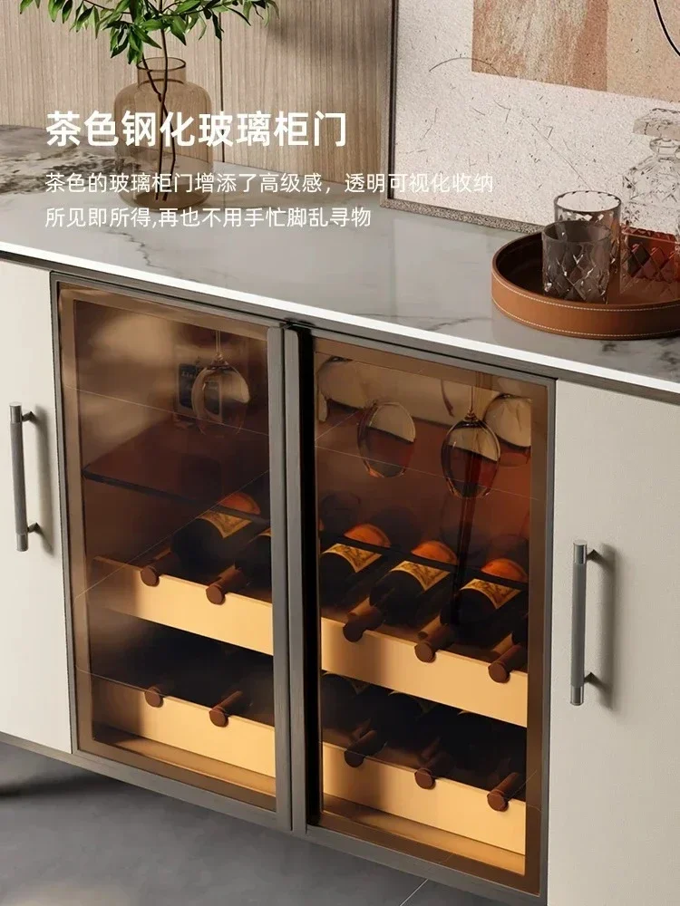 Italian Minimalist Light Luxury Stone Plate Sideboard Cabinet Living Room Restaurant Home Drawer Storage Cabinet
