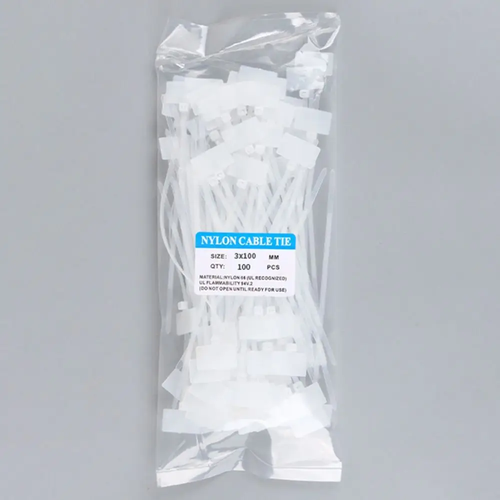100pcs Easy Mark Strapping Tape Tag Labels Self-locking Zip Ties Mesh Wire Marker Colorful Tag Cable Ties Cable Tag Nylon Ties