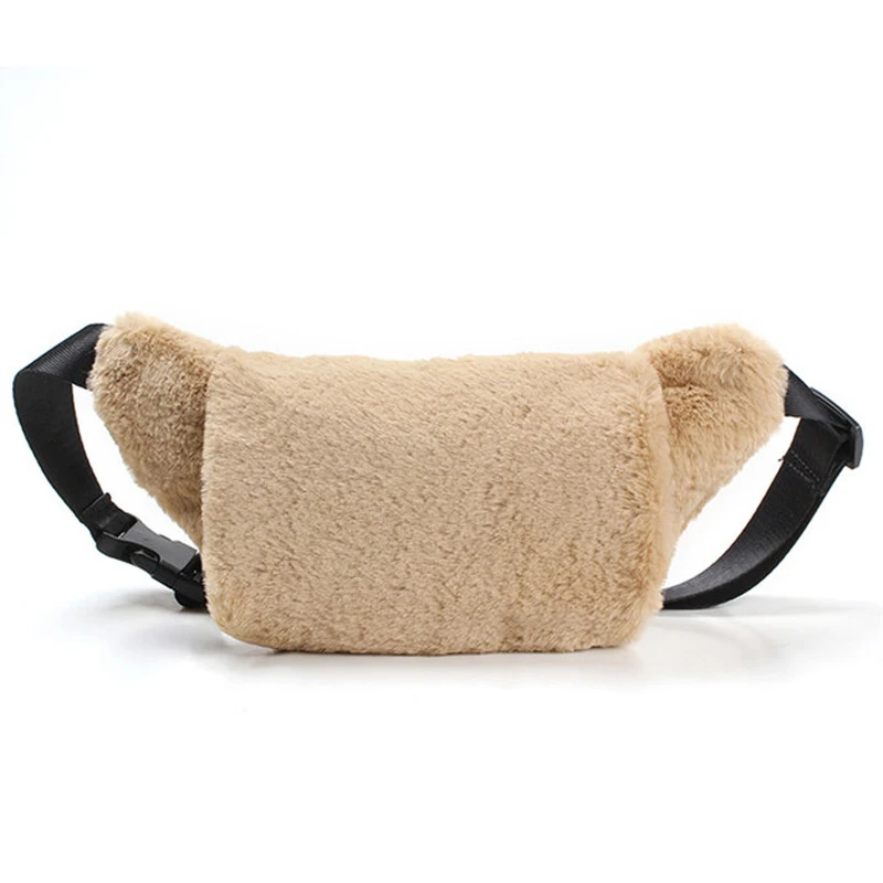 Fashion Women\'s Waist Bag Winter Plush Belt Bag Shoulder Crossbody Chest Bag Simple Fluffy Fanny Pack Banana Purse Designer Bag