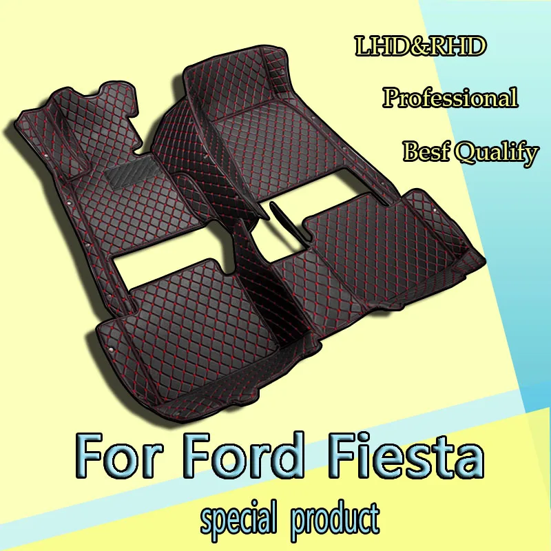 Car Floor Mats For Ford Fiesta 2016 2015 2014 2013 2012 2011 2010 2009 2008 Leather Carpets Auto Interior Waterproof Decoration