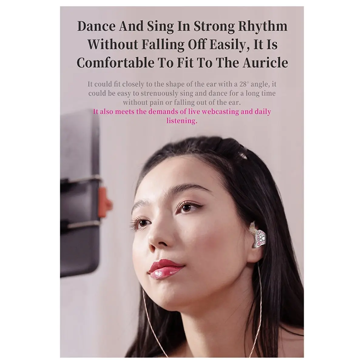 

Stable- Q2 PRO HiFi Wired Earphone Face Shiny Headphones with MIC Detachable in-Ear Stereo Earbuds Purple