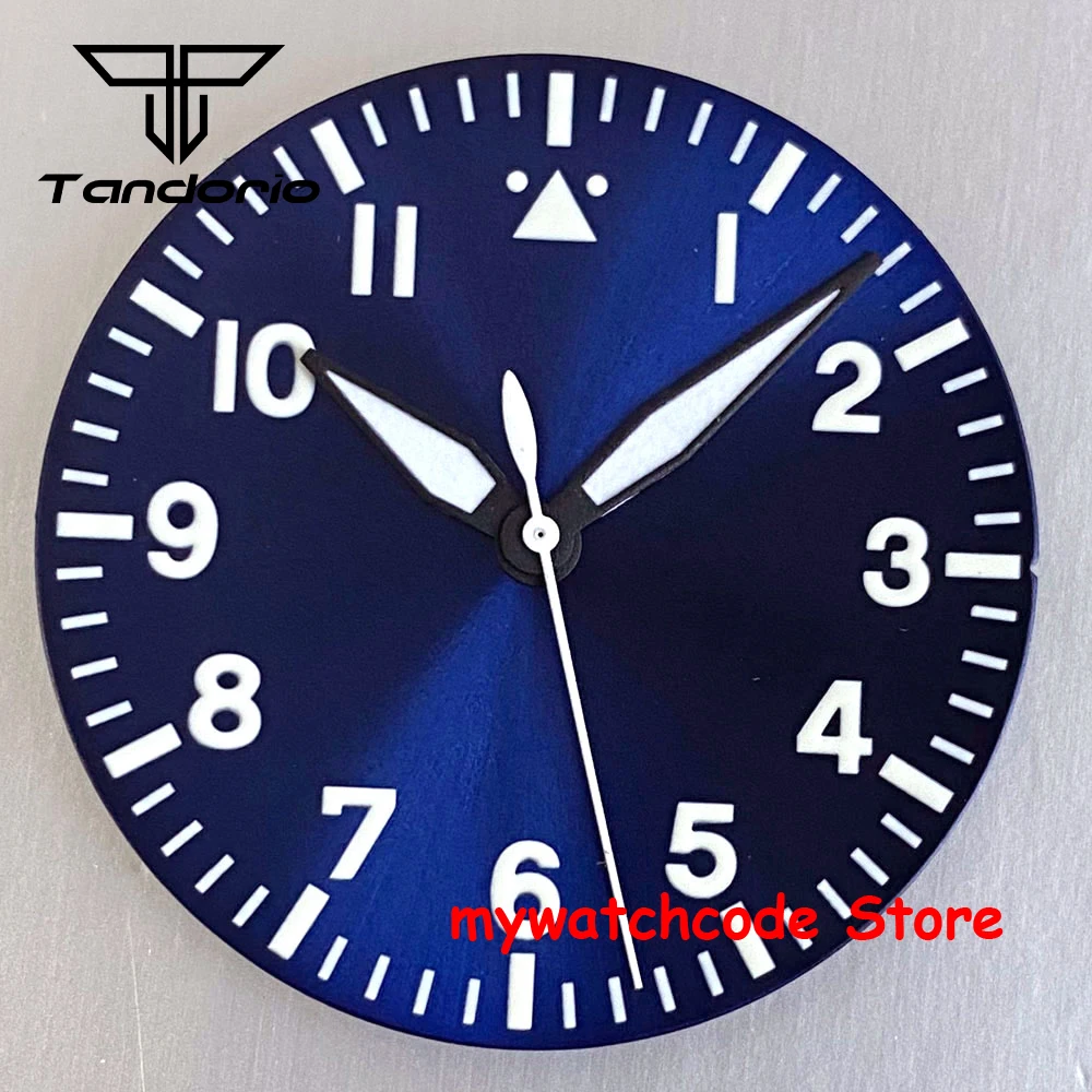NONE Nologo Pilotenuhr-Zifferblatt, 33,5 mm, für NH35, NH36, ETA2824, PT5000, ST2130, Miyota 8215, grün leuchtende Taucherfeld-Uhrenteile für Mod 6