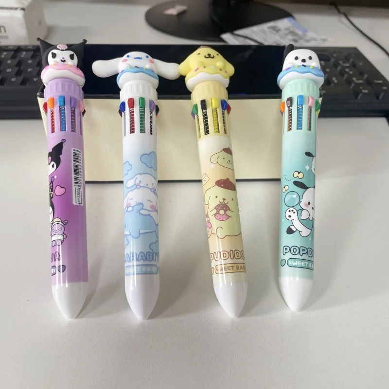 Sanrio мультфильм милая семья десять цветов шариковая ручка многоцветный пресс ручки для бухгалтерского учета ручка высокая красота цветная ручка канцелярские принадлежности