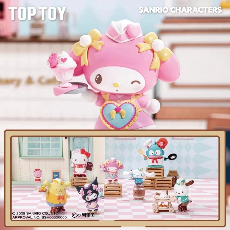 

TOP TOY Sanrio Family Roller Skating Western Restaurant Series Blind Box Kawaii Hello Kitty Figure Cute Girl Gift Children's Toy