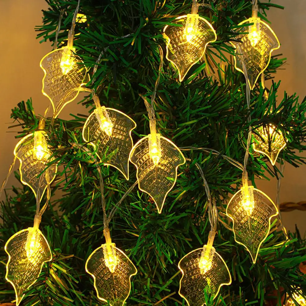 LED-String-Lampe Blattförmige dekorative String-Lampe nicht grelle LED-Party-Ornament mit mehreren Modi Low-Power-Verbrauch Weihnachten