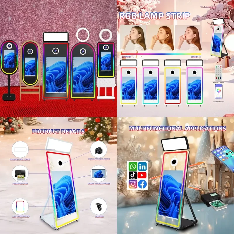 Selfie Mirror Photo Booth with 32 43 Inch Touch Screen Digital Magic Mirror Machine Camera and Printer for Event Party