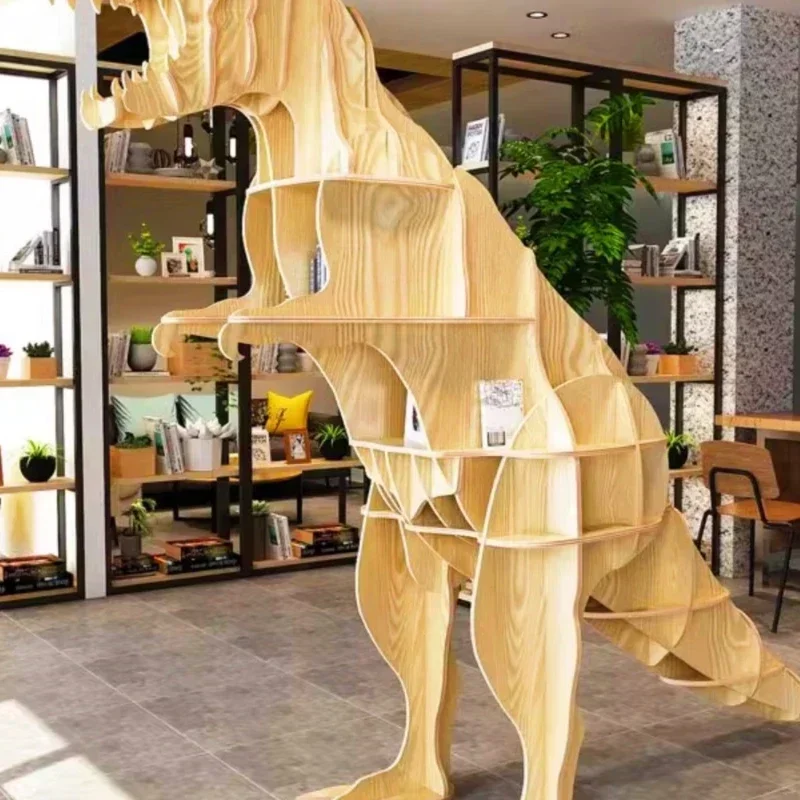 

Creative big dinosaur bookshelf shelf floor-to-ceiling display stand kindergarten shopping mall shop window decoration Hot sales