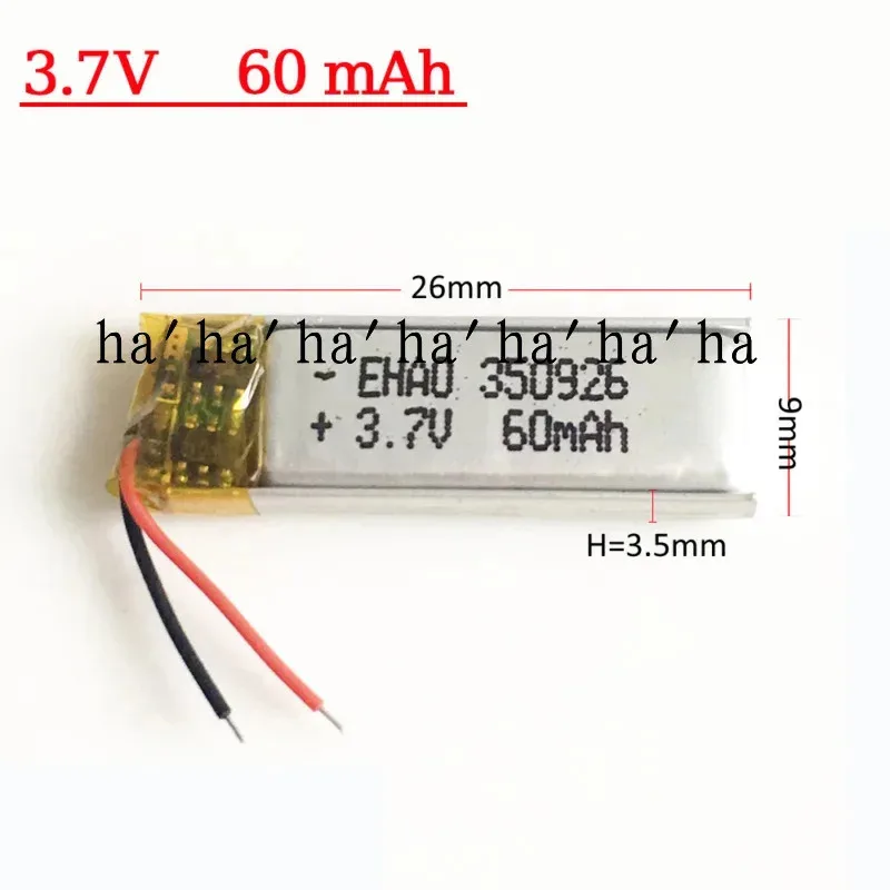

1/5/10Pcs 3.7v 60mAh 350926 Lipo Li Polymer Rechargeable Battery For Watch MP3 JM