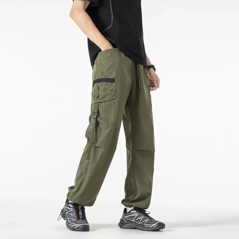 Pantalons de travail américains pour hommes, nouvelle marque tendance, pantalons de parachutiste amples à jambes droites, pantalons longs décontractés à jambes larges, été 2025