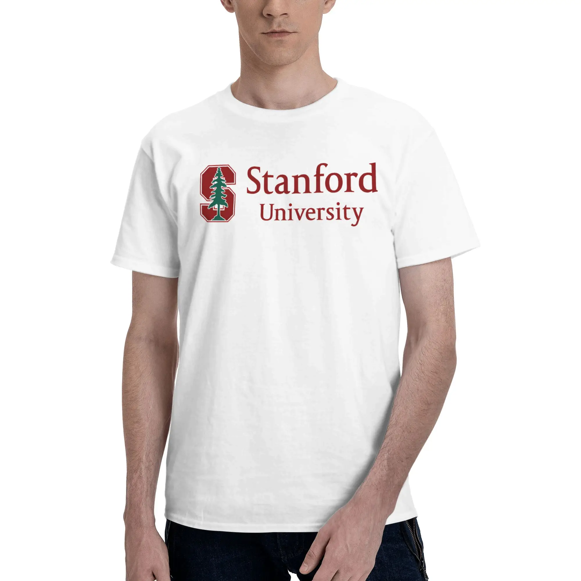 Stanford University Versatile Reversible T-shirt Japanese Style Lazy Cotton Tee
