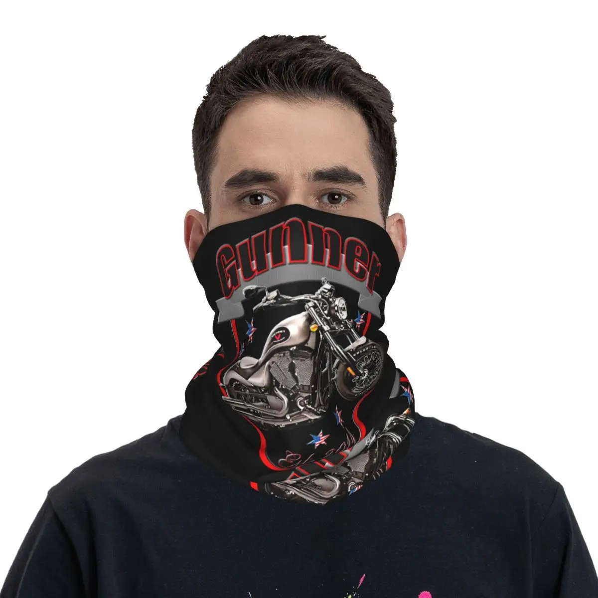 Gunner Motorcycles Moto Bandana Neck Gaiter Printed Motocross Face Scarf Cycling Scarf Hiking Unisex Adult Washable