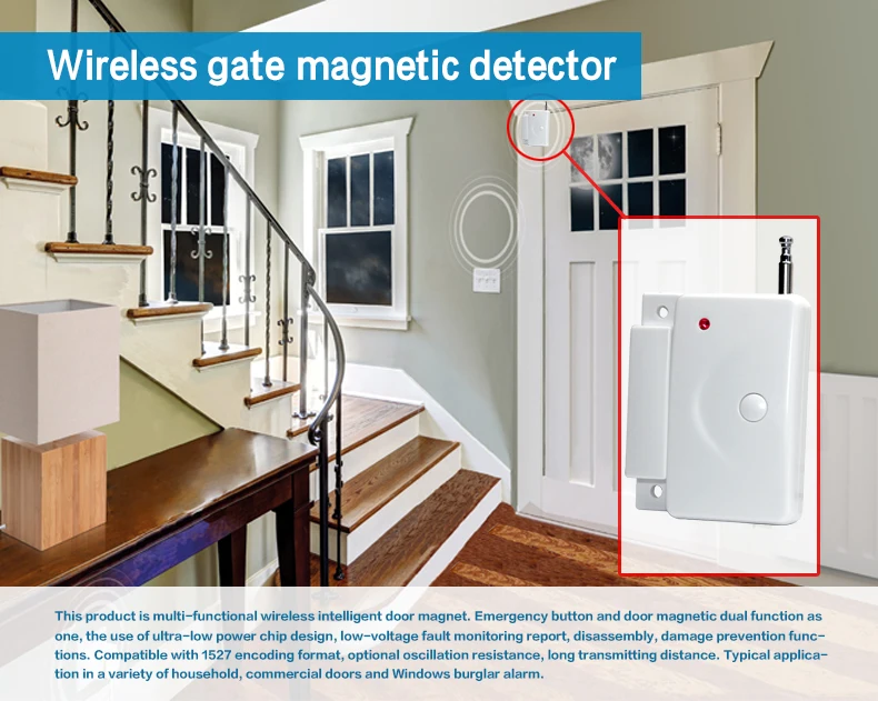 433Mhz Magnetic Door Contact For Burglar Alarm System Door/Windows Alarm Sensor Detector